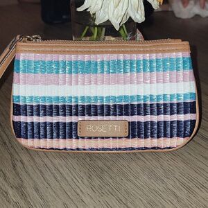 Rosetti Amalfi Straw Woven Stripe Coin Purse Wristlet NWOT